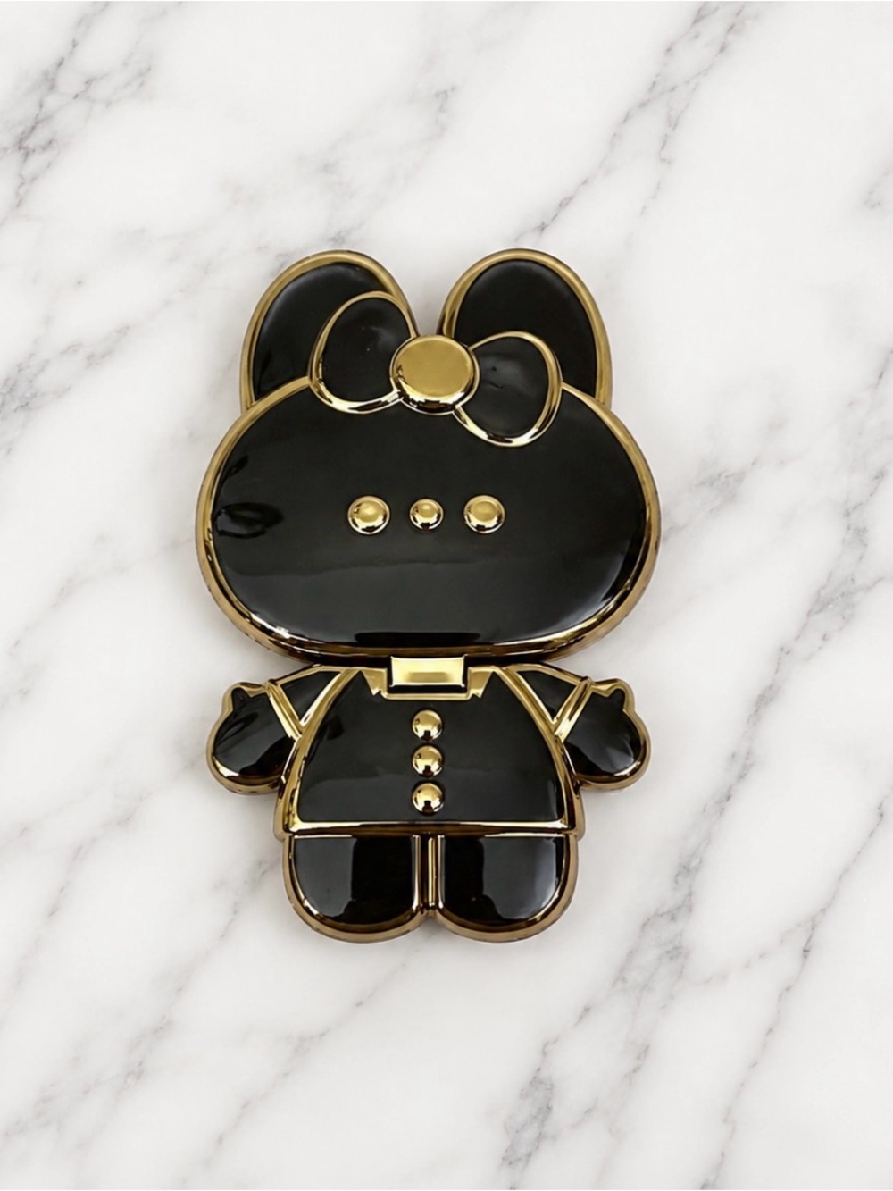 Black & Gold Bunny Compact Mirror Phone Accessory